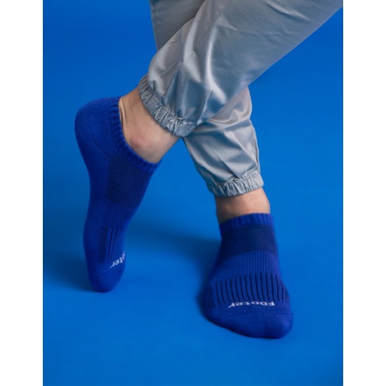 素色美學氣墊船短襪-藍色