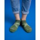 暖陽麻花輕壓力足弓船短襪-綠色