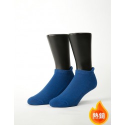 低調原色防磨船短襪-藍色