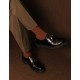 零束縛．線條格紋紳士襪-深棕