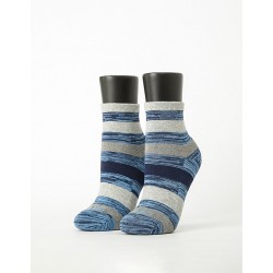 條紋甜心運動氣墊襪-深藍