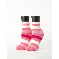條紋甜心運動氣墊襪-粉紅