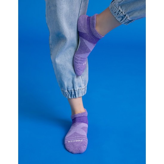 暖陽麻花輕壓力足弓船短襪-紫色