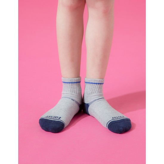 兒童簡約運動氣墊襪-灰色