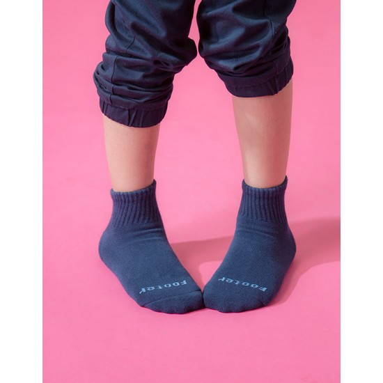 單色運動氣墊襪-深藍-M