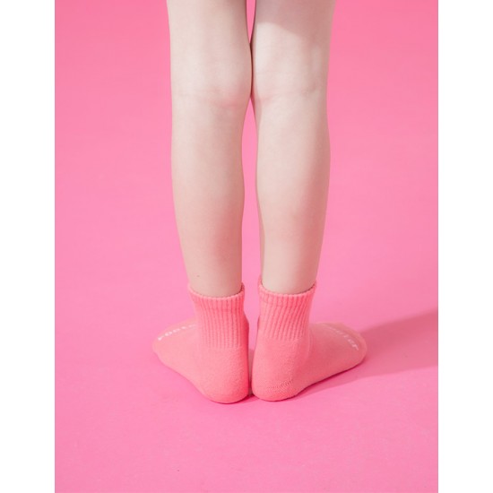 單色運動氣墊襪-桃紅