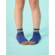 撞色雙橫線條氣墊襪-藍色