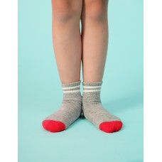 撞色雙橫線條氣墊襪-灰色