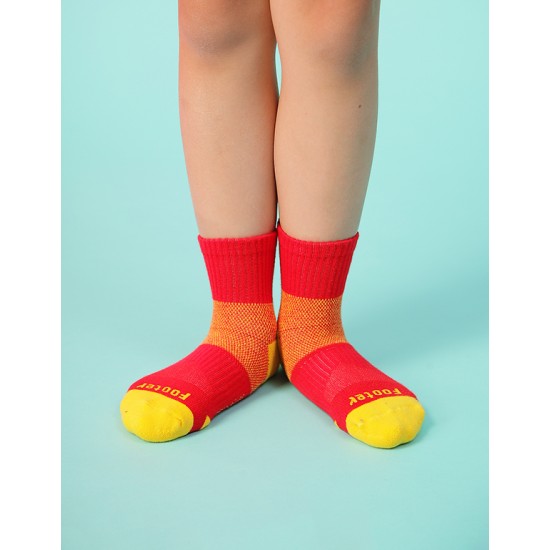 輕壓力網狀運動氣墊襪-紅色