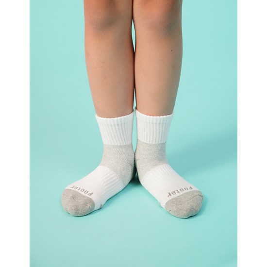 輕壓力網狀運動氣墊襪-白色