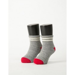 撞色雙橫線條氣墊襪-灰色