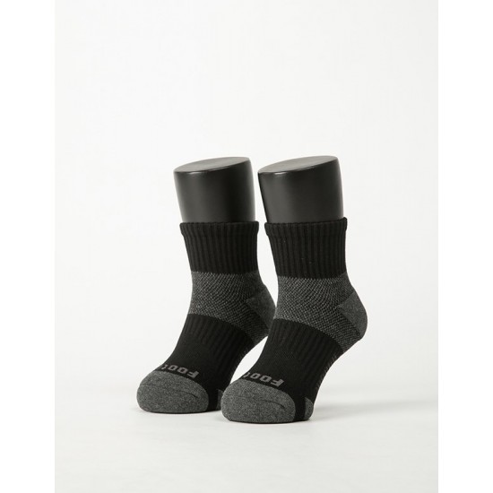 輕壓力網狀運動氣墊襪-黑色