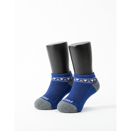 經典圖騰運動氣墊襪-藍灰-M