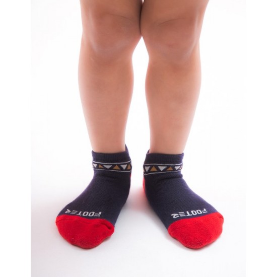 經典圖騰運動氣墊襪-藍紅-M