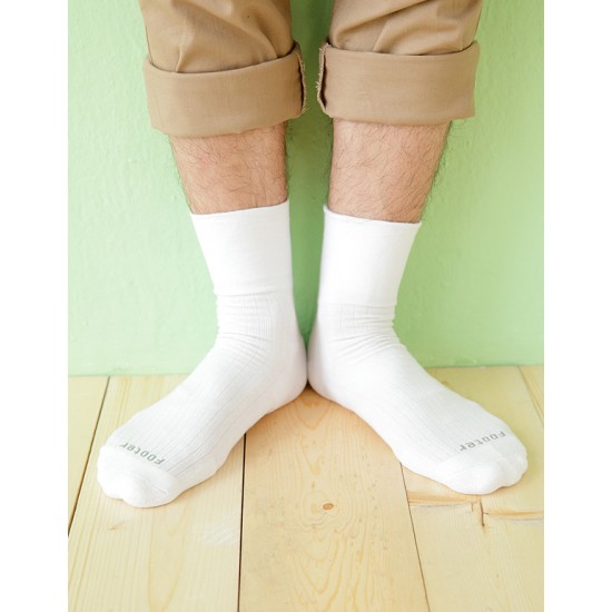 微分子氣墊紳士素面寬口襪-白色