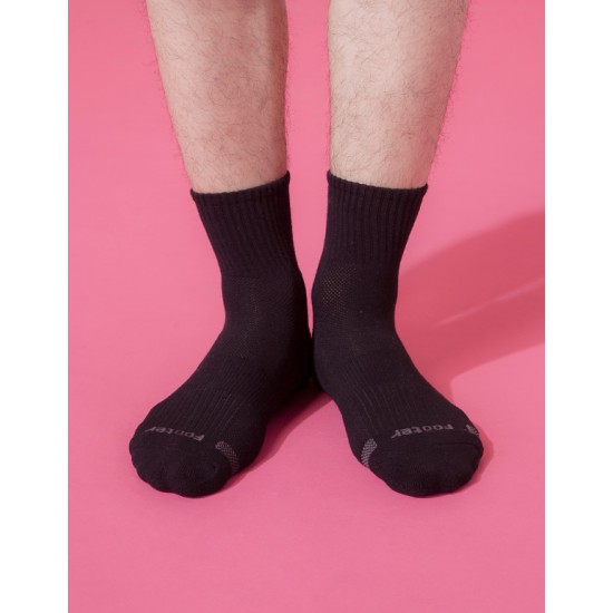 單色運動逆氣流氣墊襪-黑色