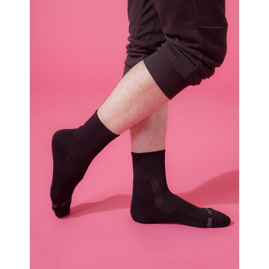 單色運動逆氣流氣墊襪-黑色-XL加大款