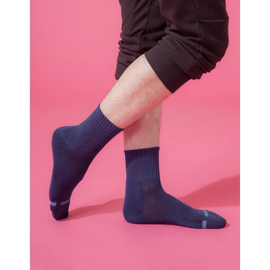 單色運動逆氣流氣墊襪-藍色
