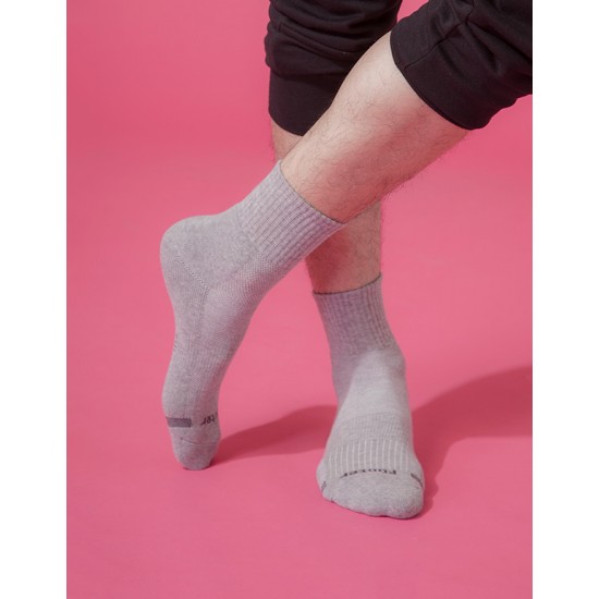 單色運動逆氣流氣墊襪-淺灰-XL加大款