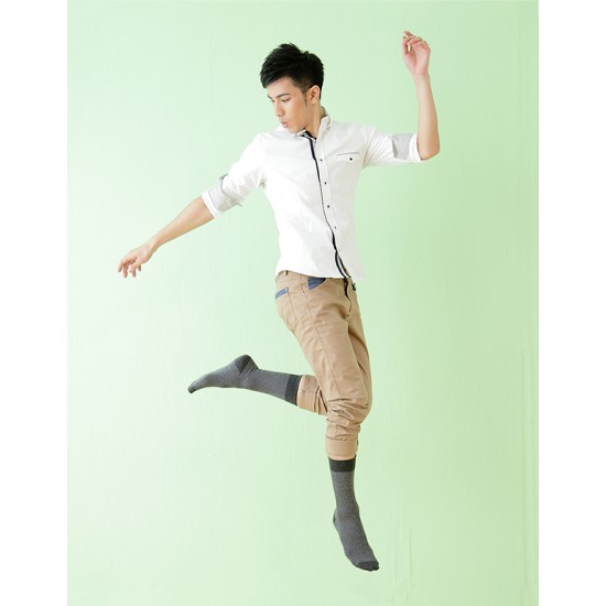 日本麻繩設計款紳士長薄襪-灰色