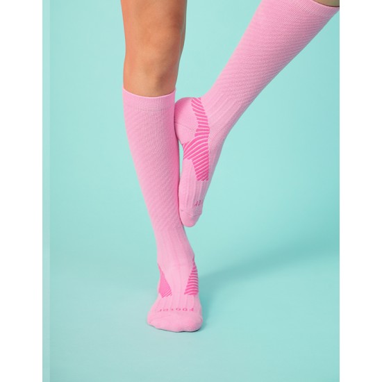Y系列中筒運動機能輕壓力襪-粉紅