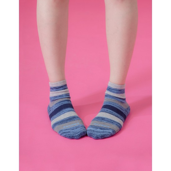 條紋甜心運動氣墊襪-深藍